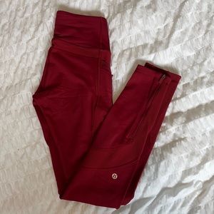 Fleece lined red lulu leggingings